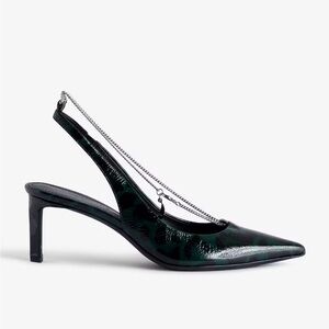 ZADIG AND VOLTAIRE Green Slingback Heels with Pointed Toe